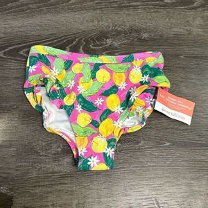 Garnet Hill kids lemon floral printed ruffle trim swim bottoms girls size 10